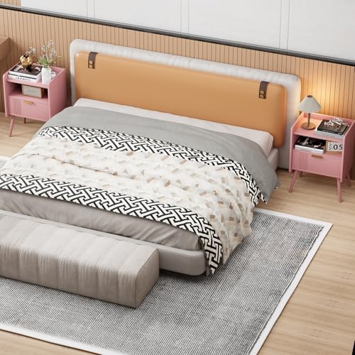 Aenuert Night Stand Modern End Table with Storage Drawer and Open Shelf, Small Bedside Stand, Wooden Sofa Side Table for Bedroom,Study Room and Small Spaces (Pink) - Image 7