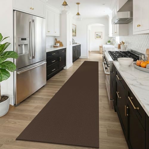 KOZYFLY Braided 2.5'x16' Runners Rugs for Hallway, Extra Long Washable Runner Rug, Woven Non Slip Kitchen Runner, Cotton Entryway Rug, Floor Carpet for Entry, Aisle, Hall, Brown/Dark Brown - Image 2