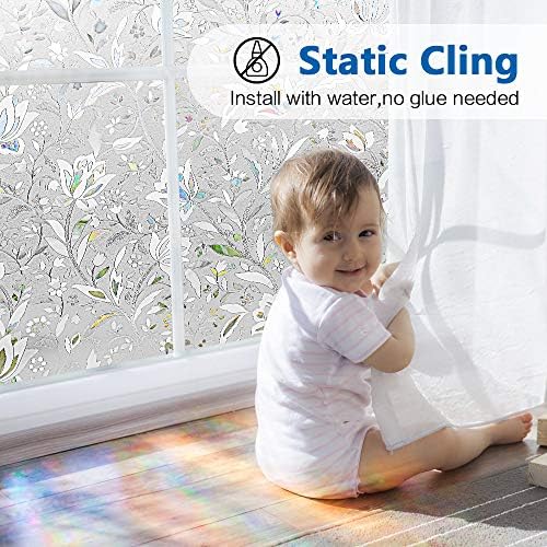 Window Privacy Film, Frosted Removable Glass Covering for Bathroom, Opaque Static Cling Heat Control Door Sticker for Home Office Living Room, Non-Adhesive Matte White (23.5" x 78.7") - Image 3