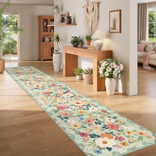 DUKINO 3x16 Runner Rug for Hallway, Non Slip Long Washable Rug, Green - Image 5