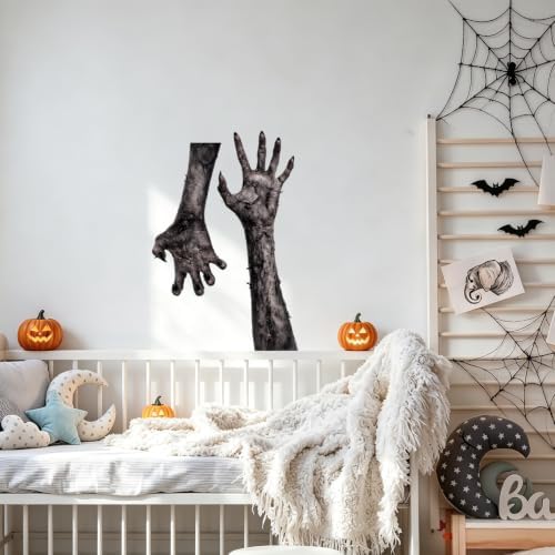 Zombie Hands Wall Decals Peel and Stick Halloween Wall Stickers, Creepy Monster Hand Removable Vinyl Wall Decor for Bedroom Party Decoration - Image 3