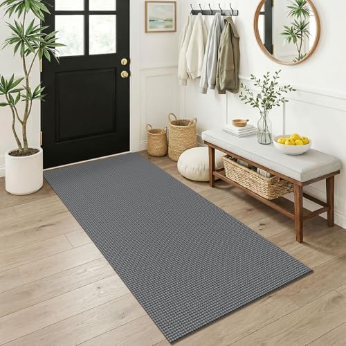 KOZYFLY 3x6 Washable Runner Rug, Non Slip Wide Runners for Hallway, Woven Large Entryway Runners, Braided Floor Carpet Runner for Entry, Kitchen, Bedside, Hall, Grey/Dark Grey by KOZYFLY