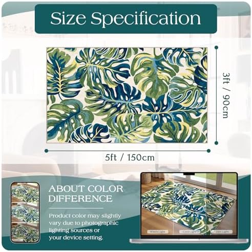 3x5 Monstera Entry Rug Washable Indoor Outdoor Mats for Front Door - Image 7