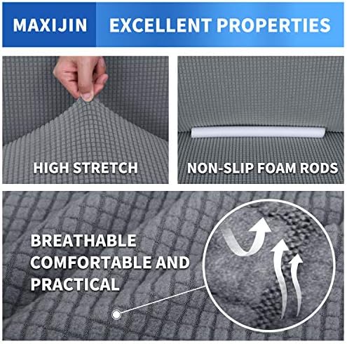 MAXIJIN Stretch Chair Cover Chair Slipcovers with Arms, 1-Piece Couch Sofa Chair Covers for Living Room, Non Slip Armchair Cover (31"-46") Furniture Protector Dogs Pet Friendly (Chair, Light Grey) - Image 4