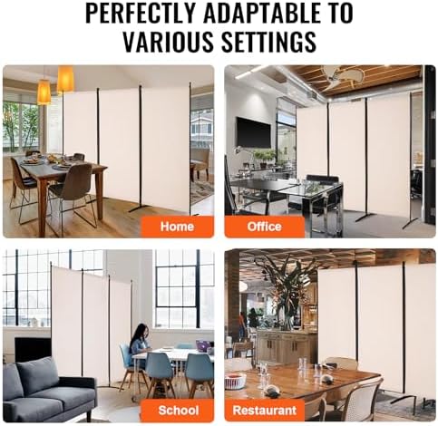 VEVOR Room Divider, 3 Panel Room Divider, Folding Privacy Screen and Portable Partition Divider for Room Separation, Freestanding Room Partitions for Office, Bedroom, Study, Beige - Image 6
