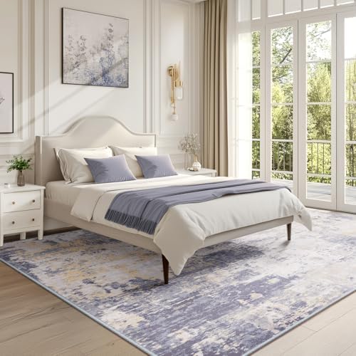 RELEANY Washable 6'x8' Abstract Area Rug for Living Room Gray Yellow - Image 2