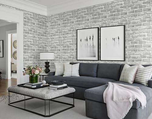 Guvana Grey Brick Wallpaper Peel and Stick Wallpaper 3D Brick Contact Paper Self Adhesive Wallpaper for Bedroom Modern Removable Wall Paper Vinyl Film Decor Backsplash Walls 17.3"×118" - Image 5