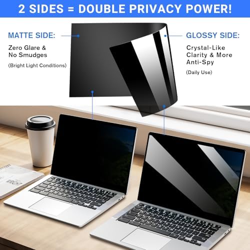 ZOEGAA 4-way 360°Laptop Privacy Screen For 16 Inch 16:10 Computer, Removable Privacy Screen For Computer Monitor, Anti Glare And Blue Light, Compatible With HP Dell Lenovo Asus Samsung Acer Thinkpad - Image 5