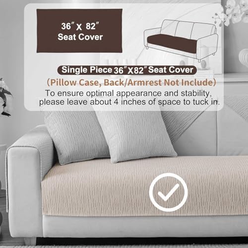 Soft Waterproof Chenille Cover Washable, Non Slip Sectional Sofa Covers for 3 Cushion Couch Sofa L Sharped Sofa Slipcover for Pets, Furniture Protector (1 PCS 36"x82" Coffee) - Image 2