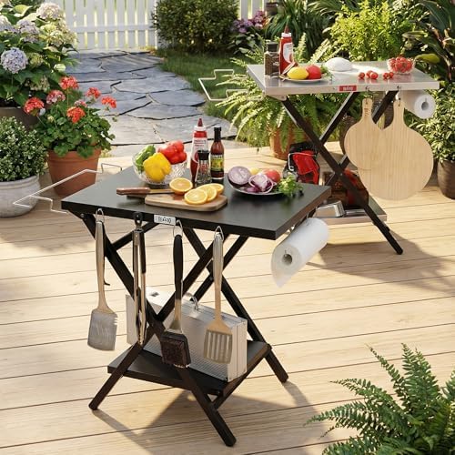 Feasto Outdoor Grill Table, Folding Prep Table, 30" x 24", Black - Image 2