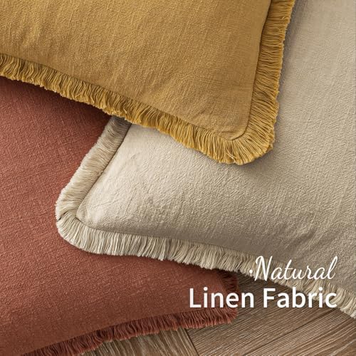 MIULEE Linen Fringe Decorative Fall Throw Pillow Covers Late Autumn 20x20 - Image 4