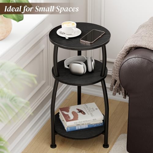 Small Round Side Table, 3-Tier Slim End Table for Small Spaces - Image 4