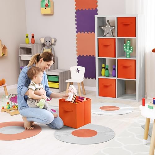 Sorbus Fabric Storage Cubes, 8 Pack, with Handles (11 Inch, Orange) - Image 4