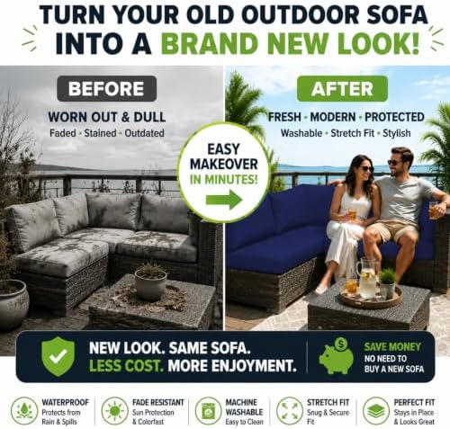 8 Pcs Outdoor Cushion Covers, Patio Sofa Cushion Covers Replacement - Image 3