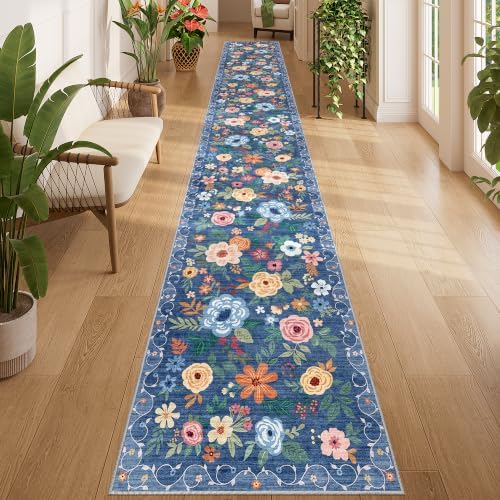 DUKINO 2x14 Runner Rug, Washable Long Kitchen Runner Rug Non Slip, Blue by DUKINO