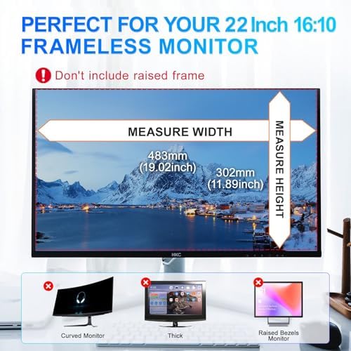 2Pack Magnetic 22 Inch Privacy Screen for Computer Monitor 16:10 Aspect Ratio, Hanging Removable Anti-Blue/Glare Protector Film, Anti Spy Desktop Security Private Filter 22in - Image 5