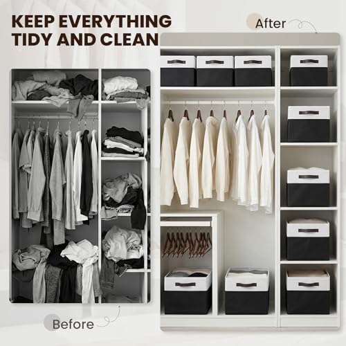 Criusia Large Storage Bins for Shelves 4 Pack, Closet Storage Baskets for Clothes Blanket Beddings Towels, Collapsible Fabric Closet Organizer Bins with Handles/ Laundry Room Organization - Image 6