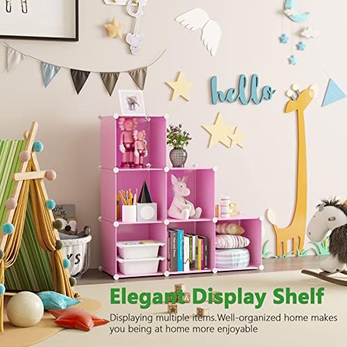 C&AHOME 6-Cube Storage Organizer Cube Shelf Closet Storage Bookcase, Pink - Image 4