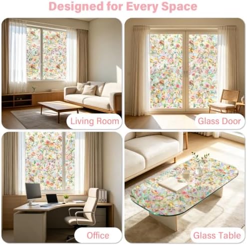 Finnez Window Privacy Film, Stained Glass Floral, Rainbow, 17.5" x 157.4" - Image 5