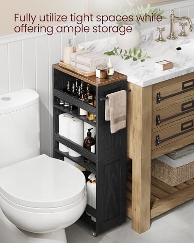 VASAGLE 4-Tier Slide-Out Storage Cart, Slim Kitchen Cart with Wheels - Image 5