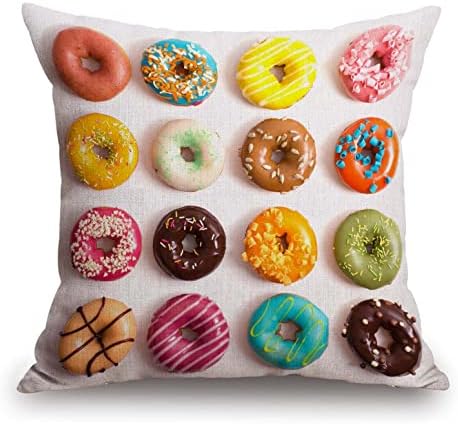 TSSOHU Outdoor Patio Throw Pillow Cover Colorful Donuts Farmhouse Décor Outside Furniture Swing Seat Bench Chair Decorative Cushion Cases 18x18 Deep Seat Bed Couch Sofa by TSSOHU