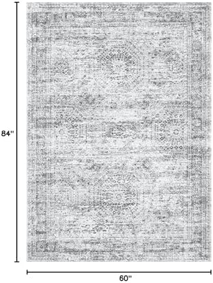 Soalmost 5x7 Area Rugs Grey Low Pile Washable Trendy Faded Style Rug - Image 2