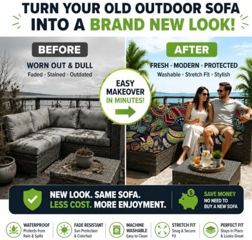 14 Pcs Outdoor Cushion Covers, Patio Sofa Cushion Covers Replacement - Image 3