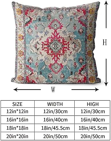 Snycler Boho Throw Pillow Covers 16x16 inch Set of 2 Boho Rug Carpet Double Sided Pattern Cotton Soft Pillow Case Cushion Cover Pillowcase for Couch Sofa Bed Decorative (Rose Red) - Image 3