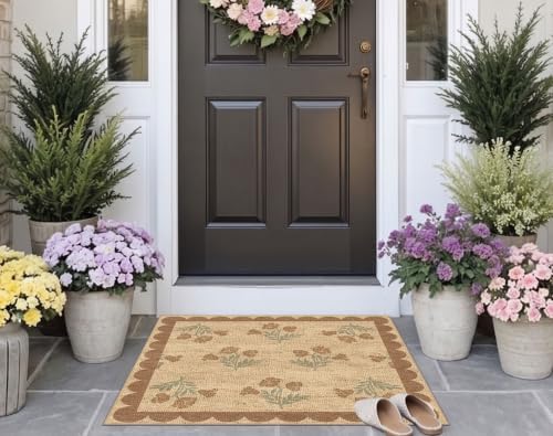 3x3 Square Floral Entry Rug, Front Door Mat Indoor Outside Entrance - Image 7