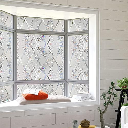 Window Privacy Film, 3D Stained Glass Film, Vinyl Decorative Window Decals, Static Cling Window Film Non-Adhesive Removable (23.6 x 78.7 inch) - Image 3