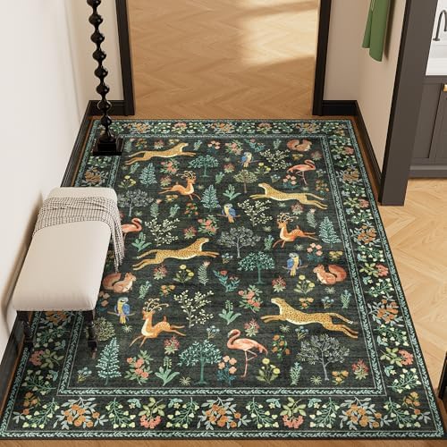 DUKINO 3x5 Rug, Washable Animal Area Rug for Bedroom Non Slip, Black - Image 3