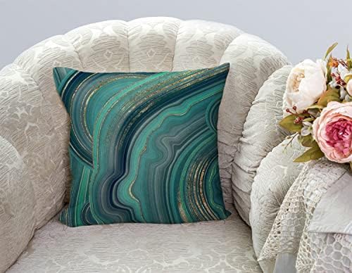 TSSOHU Throw Pillow Cover 18x18 Inch Luxury Green Marble Home Decor Pillowcas Square Cushion Cover for Sofa Bed Couch - Image 2