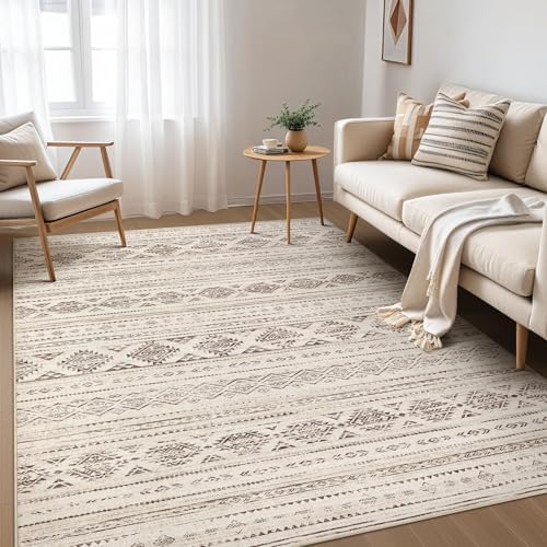 Nakagishi Boho 5x8 Area Rug Living Room Rugs Machine Washable Dark Brown by NakagishiAreaRug