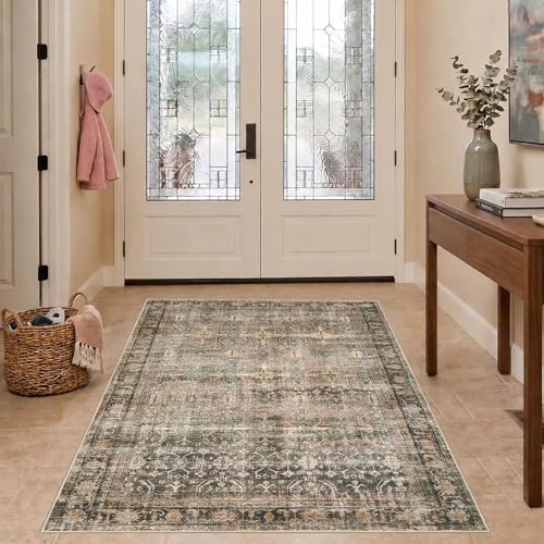 Rugxara 3x5 Rug for Entryway Bedroom Washable Area Rugs Carpet, Brown - Image 4
