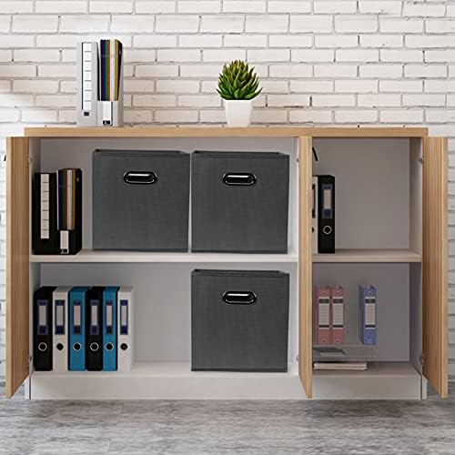 Yunkeeeper storage bins Cubes, Fabric Cube Organizer with Handle, Foldable Cube Bins for Cloth or Accessary Storage, 11x11x11, Set of 6, (Gray) - Image 6