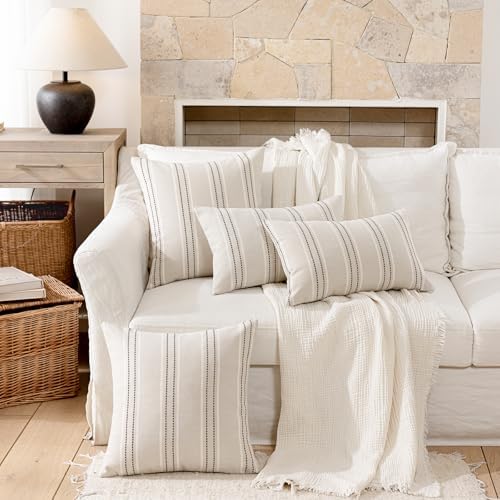 Hckot Striped Throw Pillow Covers 24x24 Set of 2 Charcoal Pillow Covers - Image 5