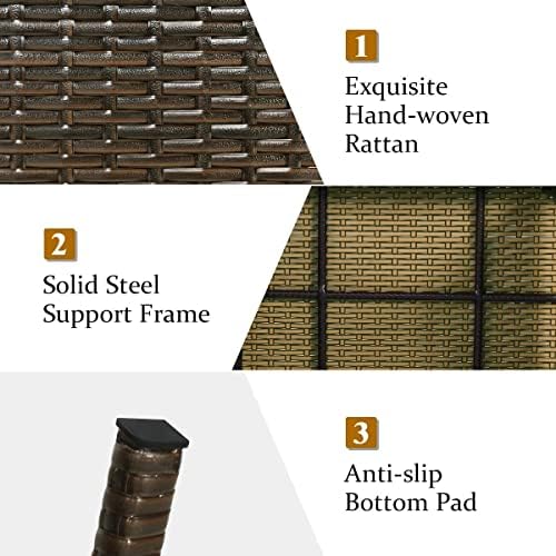 HAPPYGRILL Outdoor Wicker Table Folding Rattan Standing Coffee Side Table for Patio Lawn Bistro Poolside Garden - Image 6