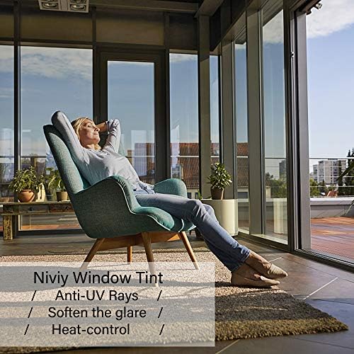 Niviy Window Tint Car One Way Privacy Mirror Effect Self-Adhesive 5% VLT Ceramic Car Window Tint UV Heat Control Glass Door Film for Home and Office, Black-Silver 23.6 x 78.7 inches - Image 4