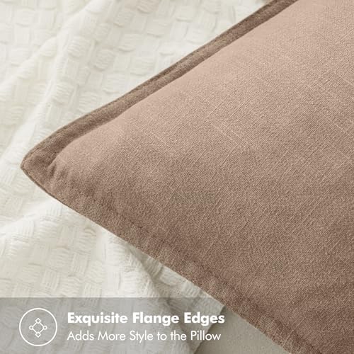MIULEE Decorative Linen Euro Sham Pillow Covers 24x24 Camel - Image 2