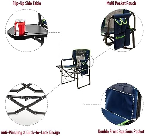 SUNNYFEEL Oversized Camping Chair Portable Directors Chairs with Side Table - Image 5
