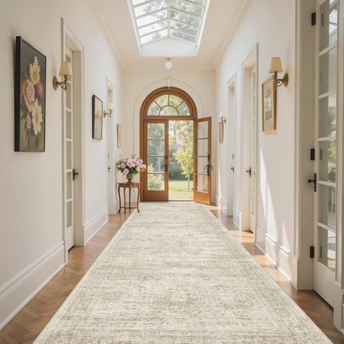Soalmost Washable 4x12 Hallway Runner Rug Non-Slip Kitchen Entry Rugs Beige by Soalmost