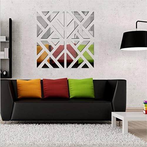 3D Mirror Wall Stickers, 4 Pcs Acrylic Square Geometric Pattern DIY Art Decal, Self Adhesive Mirror Plastic Wall Sheet Tiles Home Decoration for Living Room Bedroom Stair Wall Decor (8 pcs) - Image 7