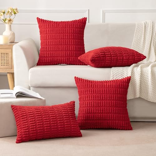 MIULEE Euro Sham Decorative Throw Pillow Covers 26x26 Red Pack of 2 - Image 4
