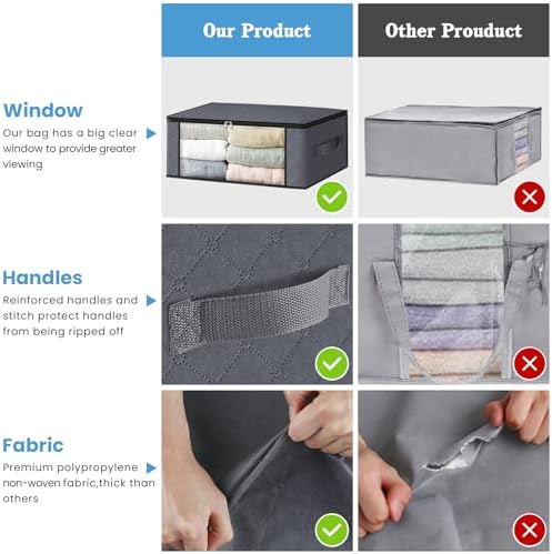 HomeHacks 10-Pack Clothes Organizer Storage Bags, 35L Storage Bins, Gray - Image 4