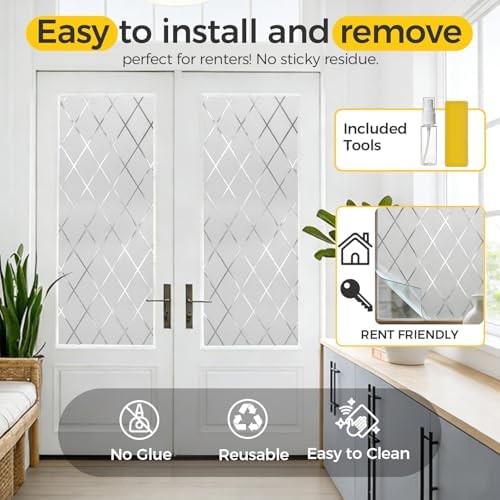OHTMERU Window Privacy Film Decorative Non-Adhesive, Reusable, Anti-Glare - Image 5