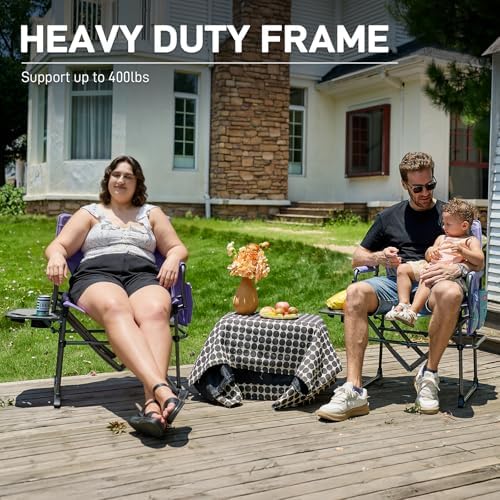 EVER ADVANCED Camping Directors' Chair with Side Table, Portable Folding with Compact Size, Heavy Duty Lawn Chair with Pocket for Camping, Lawn, Sports and Fishing, 400lbs, Purple - Image 4