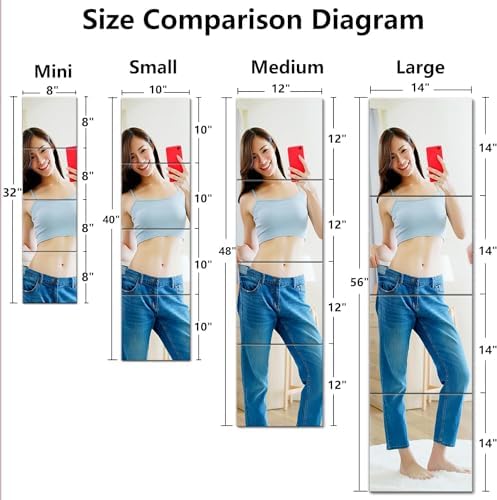 Unbreakable Full Length Wall Mirror Cheap,Over The Door Mirror,4 Pcs 16"x16",Shatterproof Plexiglass Acrylic,Plexiglass Makeup Mirror Long Mirrors for Bedroom Closet,Workout for Home Gym Bodyv - Image 2