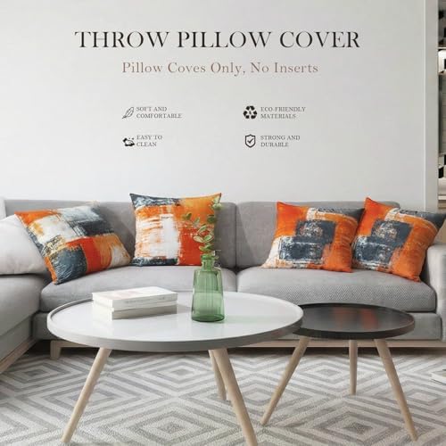 Decorative Throw Pillow Covers Burnt Orange Cushion Cover Taupe Abstract Art Painting 4 Pcs Pillowcase 18x18 Inch for Sofa Couch Bedroom Living Room Outdoor Home Décor - Image 4