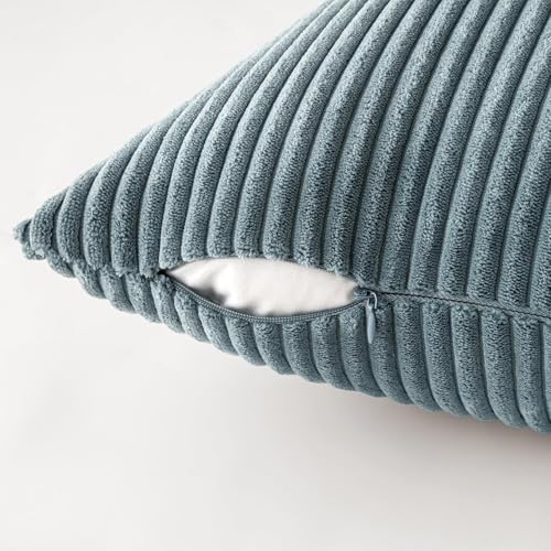 MIULEE Soft Corduroy Decorative Throw Pillow Covers Blue Navy Series 24x24 - Image 3