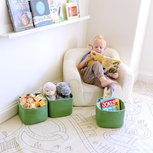NaturalCozy Storage Cubes 9”x9”x7”Cotton Rope Woven Baskets for Organizing 3-Pack | 9 Inch Cube Storage Bin | Small Basket for Shelf Nursery, Pantry, Decorative Plant, Bathroom Closet, Toy Gift - Image 4